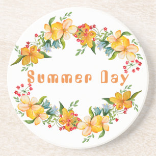 Dessous De Verre En Grès Design de fleur d'aquarelle mignonne