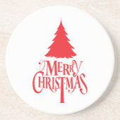 Dessous De Verre En Grès Design de Noël avec arbre rouge (Devant)