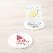 Dessous De Verre En Grès Design de Noël avec arbre rouge (Côté)