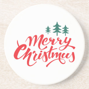 Dessous De Verre En Grès Design de Noël avec arbres