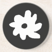 Dessous De Verre En Grès design floral . une fleur noire et blanche (Devant)