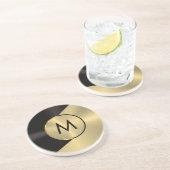 Dessous De Verre En Grès Design géométrique à l'aspect métallique noir et o (Côté)