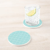 Dessous De Verre En Grès Design géométrique vert turquoise (Côté)