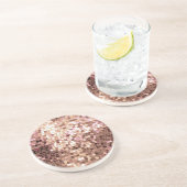 Dessous De Verre En Grès Design Glam Rose Gold Blush Pink Confetti (Côté)