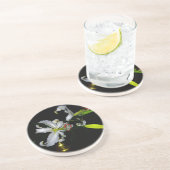 Dessous De Verre En Grès Design irlandais en laiton et en fleur (Côté)