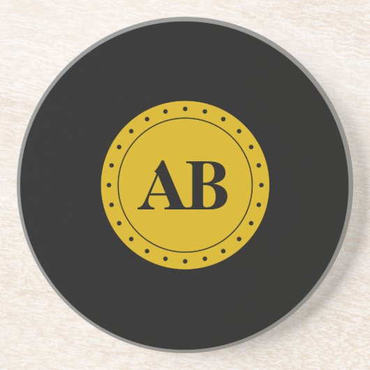 Dessous De Verre En Grès Design monogramme d'or (Devant)