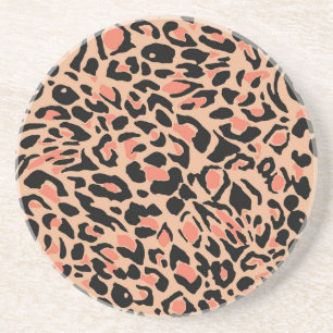 Dessous De Verre En Grès Design Motif Leopard vintage