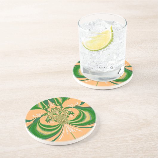 Dessous De Verre En Grès Design vert jaune. (Côté)