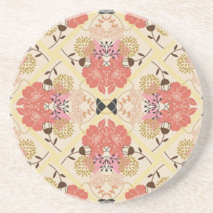 Dessous De Verre En Grès Design vintage fleuri et transparent pour motif.