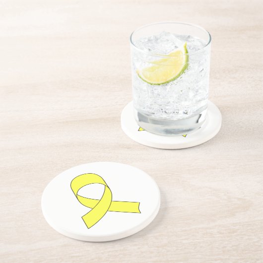 Dessous De Verre En Grès Dessin à ruban jaune (Côté)