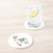 Dessous De Verre En Grès dessin animé de llama alpaga souriant (Côté)