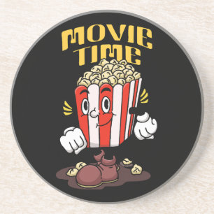 Dessous De Verre En Grès Dessin animé de mascotte de pop-corn