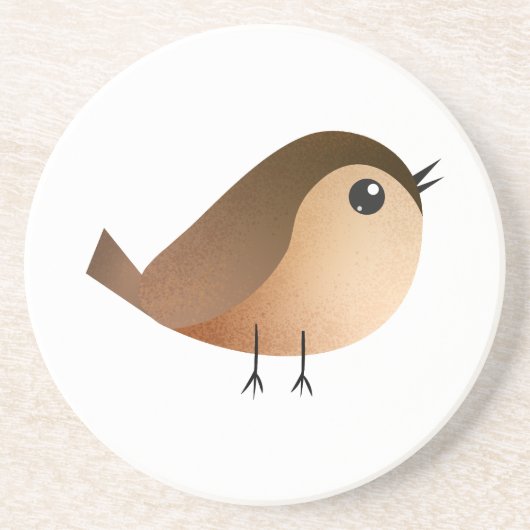 Dessous De Verre En Grès Dessin Animé d'Oiseau Moineau (Devant)