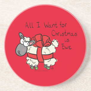 Dessous De Verre En Grès Dessin Animé Moutons Enfants Noël