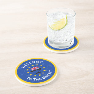 Dessous De Verre En Grès Dessin Bleu Jaune Union européenne Brexit Art