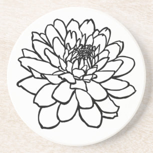 Dessous De Verre En Grès Dessin Chrysanthème