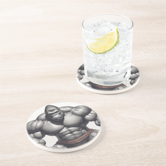 Dessous De Verre En Grès Dessin d'art pop de Gorilla Bodybuilder (Côté)