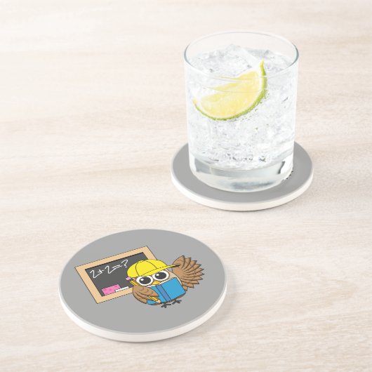 Dessous De Verre En Grès Dessin de chouette écolière (Côté)