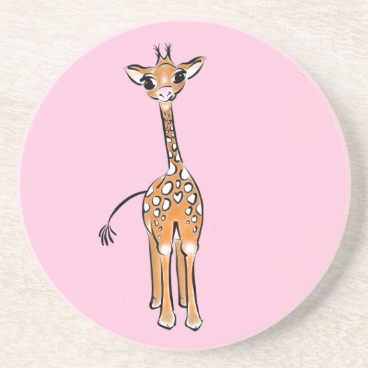 Dessous De Verre En Grès Dessin de girafe, animaux de safari (Devant)