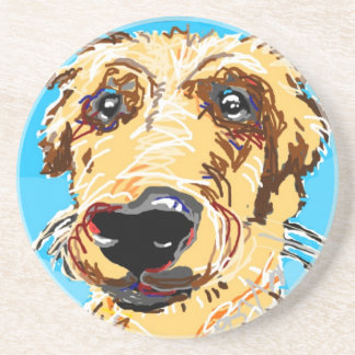 Dessous De Verre En Grès Dessin de golden retriever