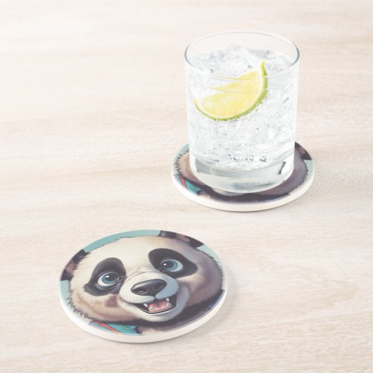 Dessous De Verre En Grès Dessin de Panda (Côté)