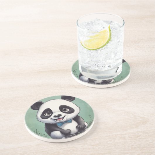 Dessous De Verre En Grès Dessin de Panda (Côté)