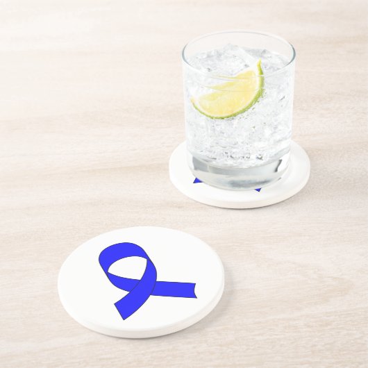 Dessous De Verre En Grès Dessin de ruban bleu (Côté)