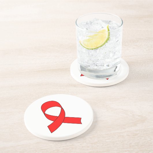 Dessous De Verre En Grès Dessin de ruban rouge (Côté)