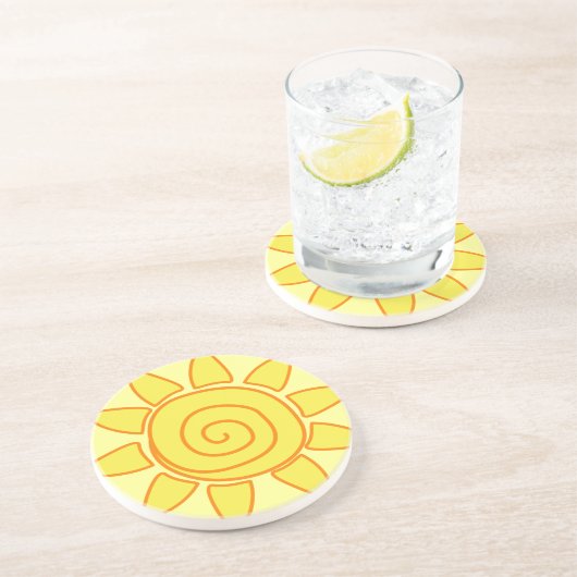 Dessous De Verre En Grès Dessin de soleil mignon dessiné à la main Illustra (Côté)