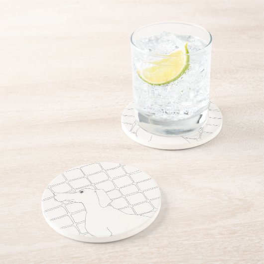 Dessous De Verre En Grès Dessin original Chien chinois Année Anniversaire C (Côté)