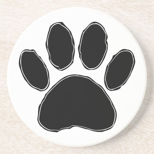 Dessous De Verre En Grès Dessin Paw Chien En Noir (Devant)