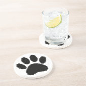 Dessous De Verre En Grès Dessin Paw Chien En Noir (Côté)