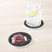 Dessous De Verre En Grès dessin rose (Côté)