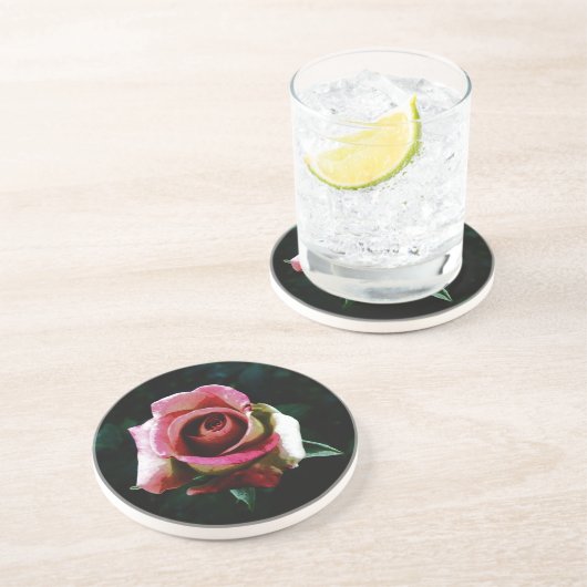 Dessous De Verre En Grès dessin rose (Côté)