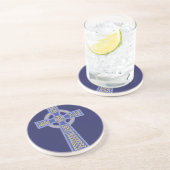Dessous De Verre En Grès Dessous de verre bleus de grès de croix celtique (Côté)
