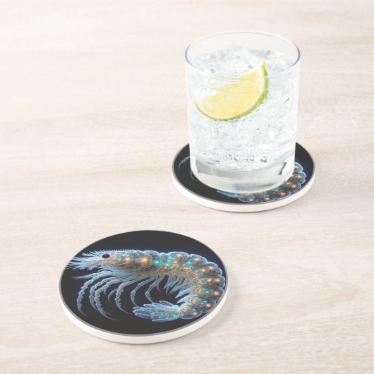 Dessous De Verre En Grès Dessous de verre de crevettes de grès (Côté)