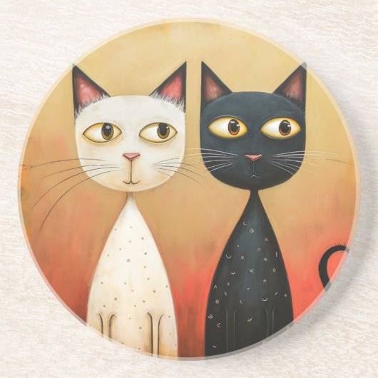 Dessous De Verre En Grès Dessous de verre de grès à thème chat (Devant)