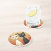 Dessous De Verre En Grès Dessous de verre de grès à thème chat (Côté)