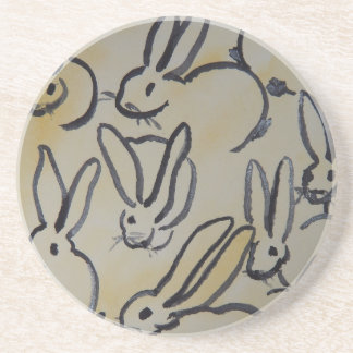 Dessous De Verre En Grès Dessous de verre de grès couverts de lapins