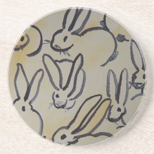 Dessous De Verre En Grès Dessous de verre de grès couverts de lapins (Devant)