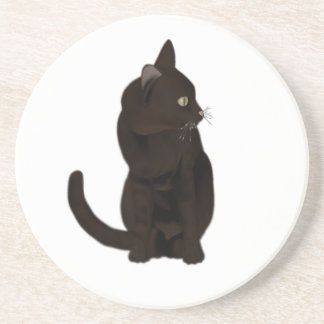 Dessous De Verre En Grès Dessous de verre de grès de chat noir