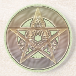 Dessous De Verre En Grès Dessous de verre de grès de pentagramme de