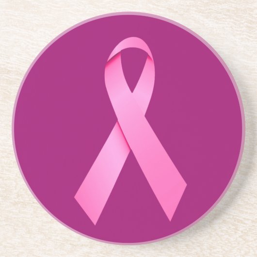 Dessous De Verre En Grès Dessous de verre de grès de ruban du cancer (Devant)