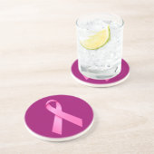 Dessous De Verre En Grès Dessous de verre de grès de ruban du cancer (Côté)