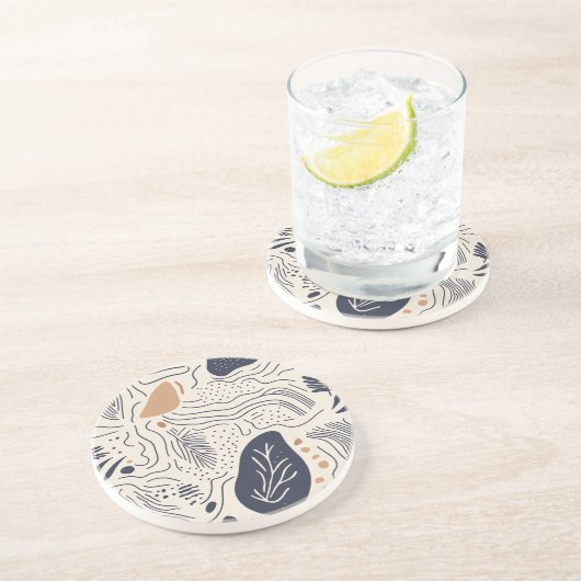 Dessous De Verre En Grès Dessous de verre de grès de Waves méditerranéennes (Côté)