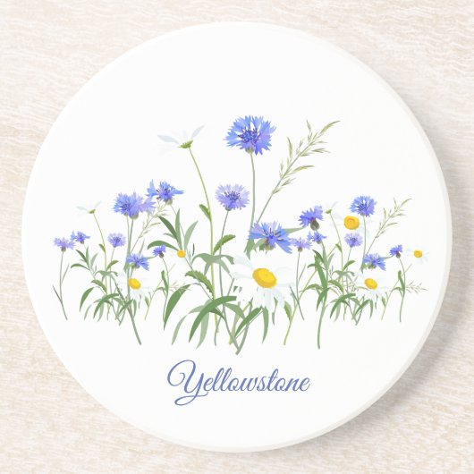 Dessous De Verre En Grès Dessous de verre de grès de Yellowstone Fleurs sau (Devant)