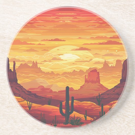 Dessous De Verre En Grès Dessous de verre de grès du désert Sunset (Devant)
