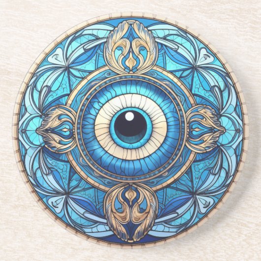 Dessous De Verre En Grès Dessous de verre de grès Evil Eye (Devant)