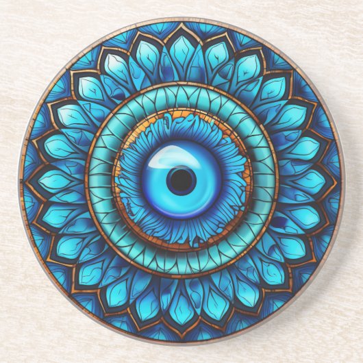 Dessous De Verre En Grès Dessous de verre de grès Evil Eye (Devant)