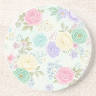 Dessous De Verre En Grès Dessous de verre de grès floral Pastel